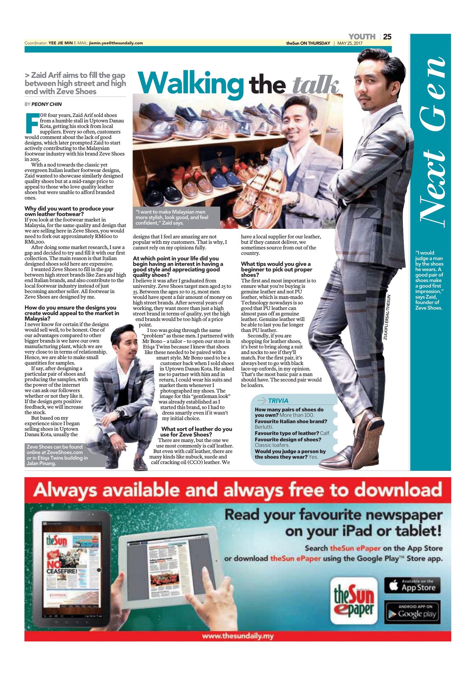 Zeve Shoes Featured in The Sun