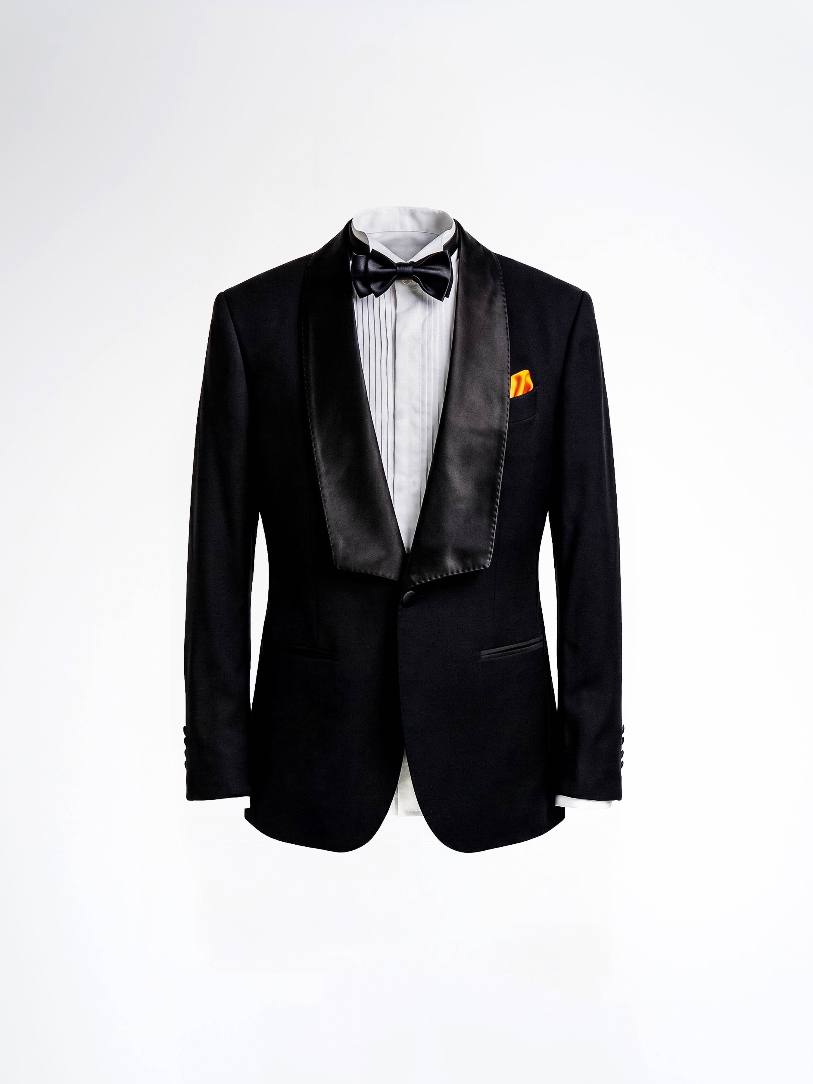 Single Breasted Suit Blazer Tux - Jet Black (Wide Shawl Lapel)
