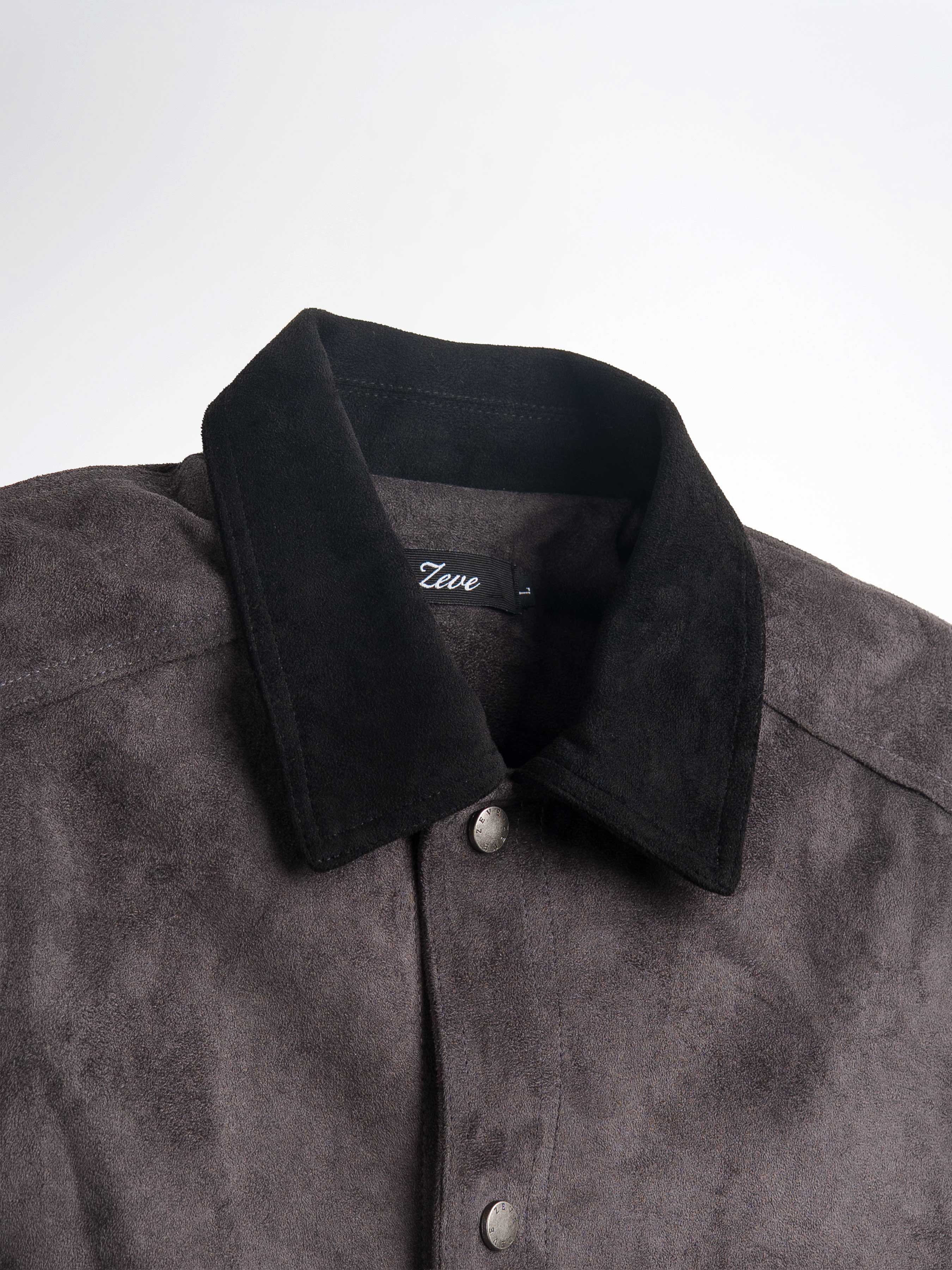 ZanderSuedeJacketGreyCollar - Zeve