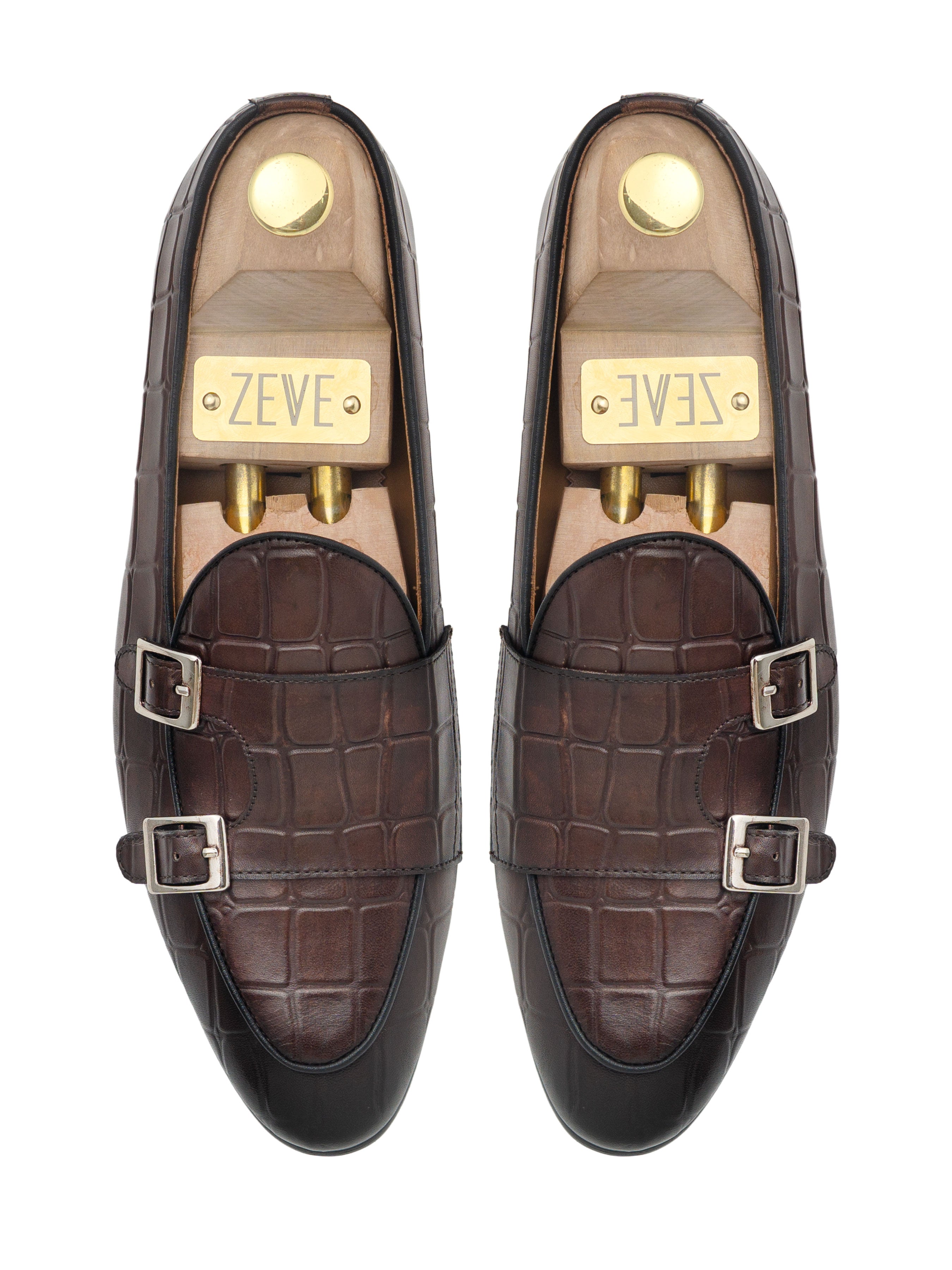 Belgian-Loafer-Dark-Brown-Croco-Double-Monk-Strap-_patina_5 - Zeve