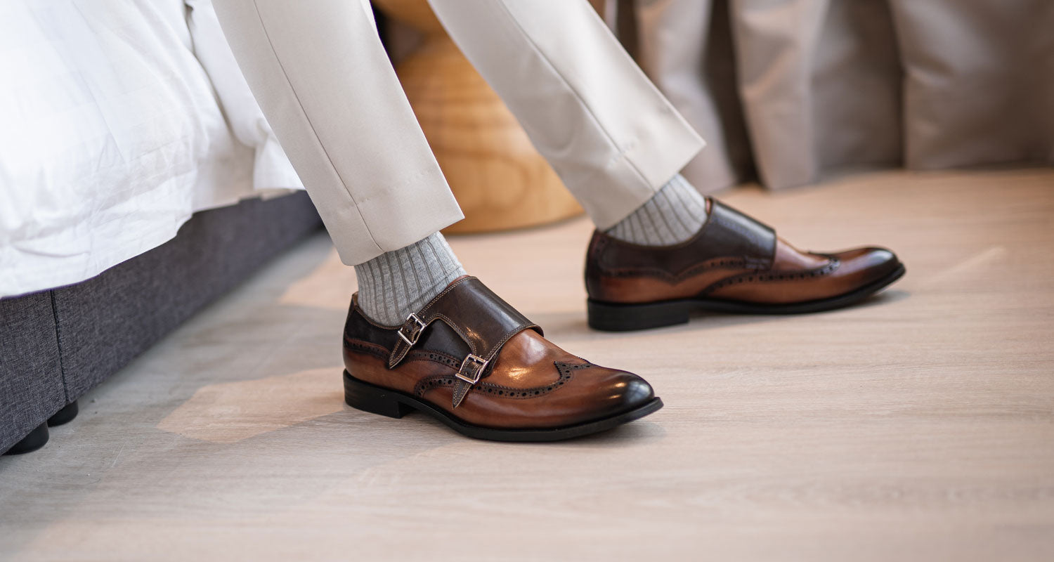 Classy and trendy brown monk strap dress shoes
