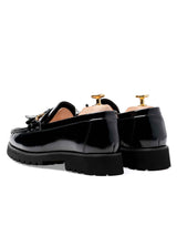 BackTasselMocassinBuckleLoaferBlackPatentEvaCombat - Zeve
