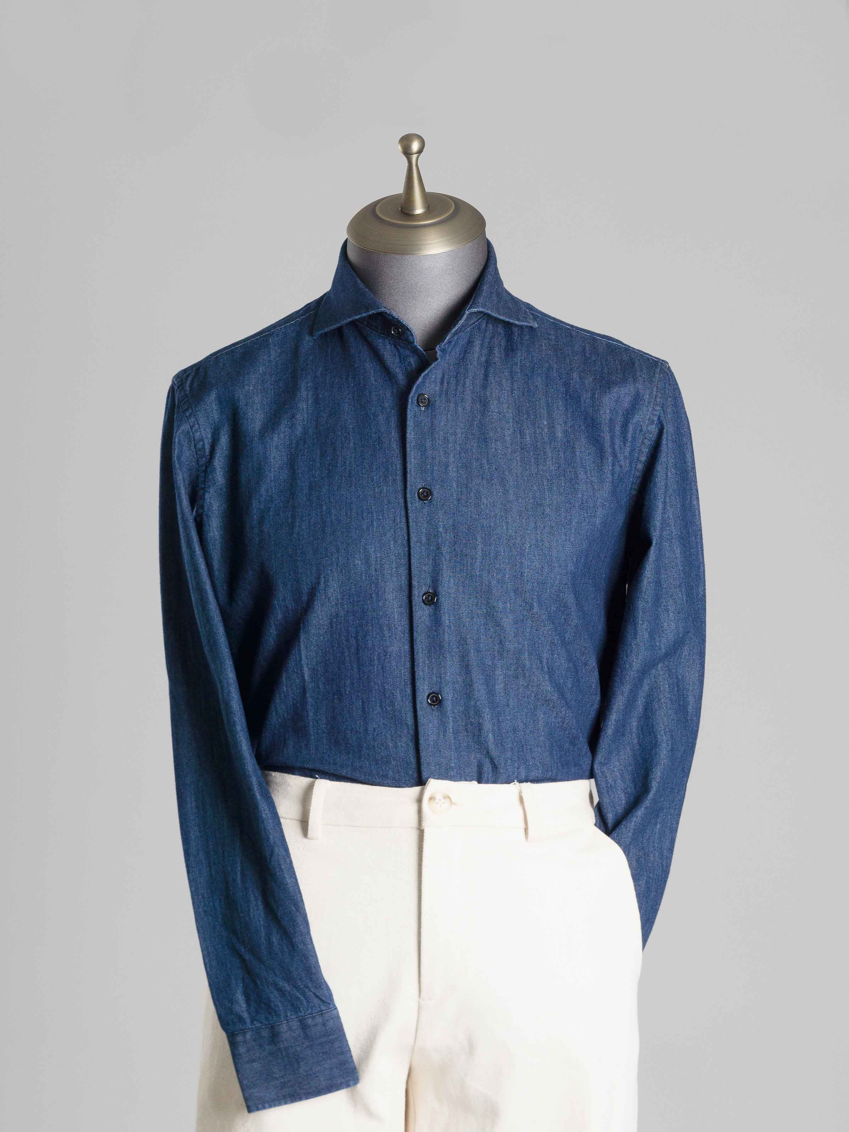 Chambray Shirt - Dark Blue Windsor Collar