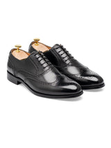 ClassicOxfordBrogueWingtipBlackLaceUpFront - Zeve