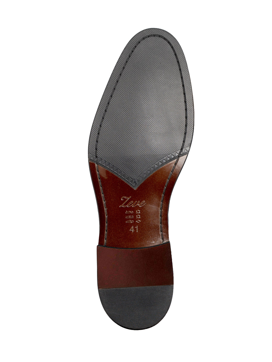 ClassicOxfordBrogueWingtipDarkBrownLaceUp_HandPaintedPatina_Sole - Zeve