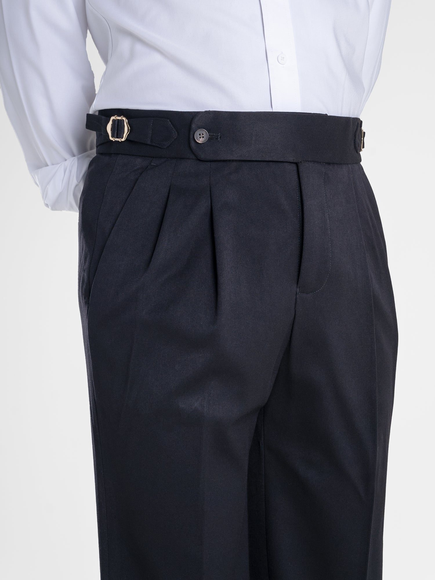 Trousers With Side Adjusters - Black Solid Cuffed (Stretchable) | Zeve ...