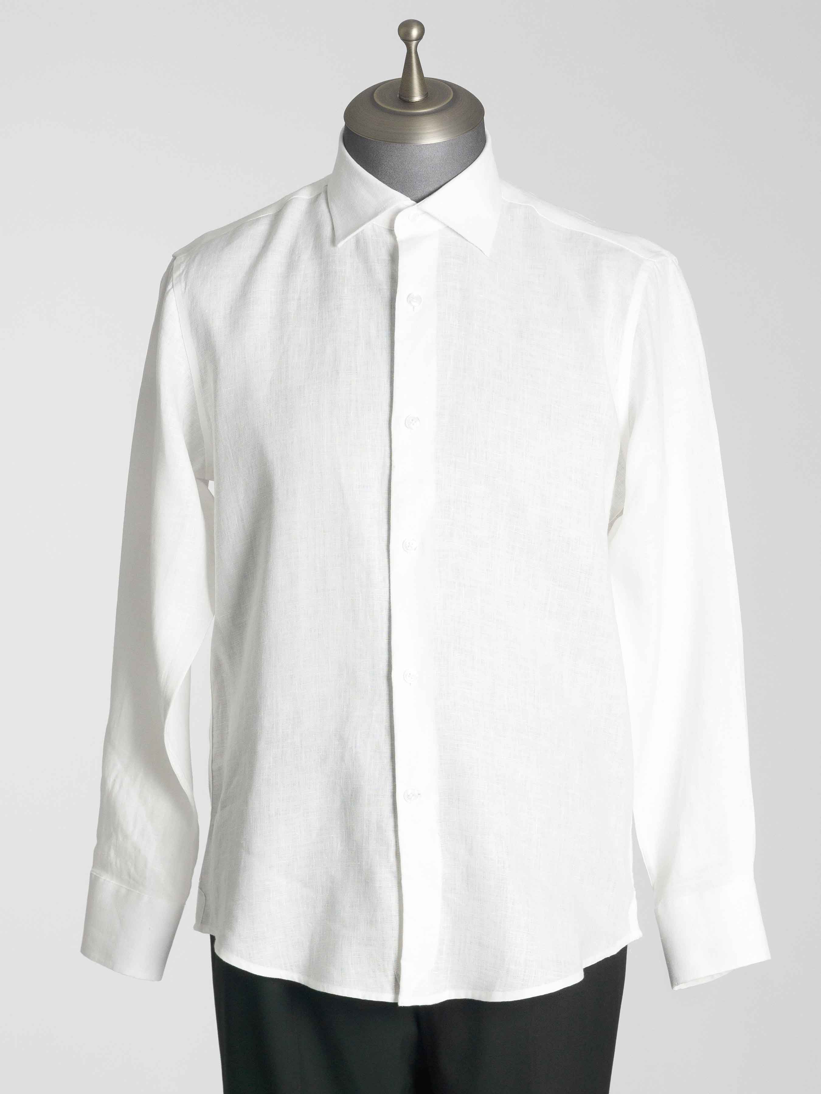 Franco Linen Shirt - White Windsor Collar