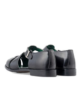 PortoSandalSolidBlackLeatherBack - Zeve