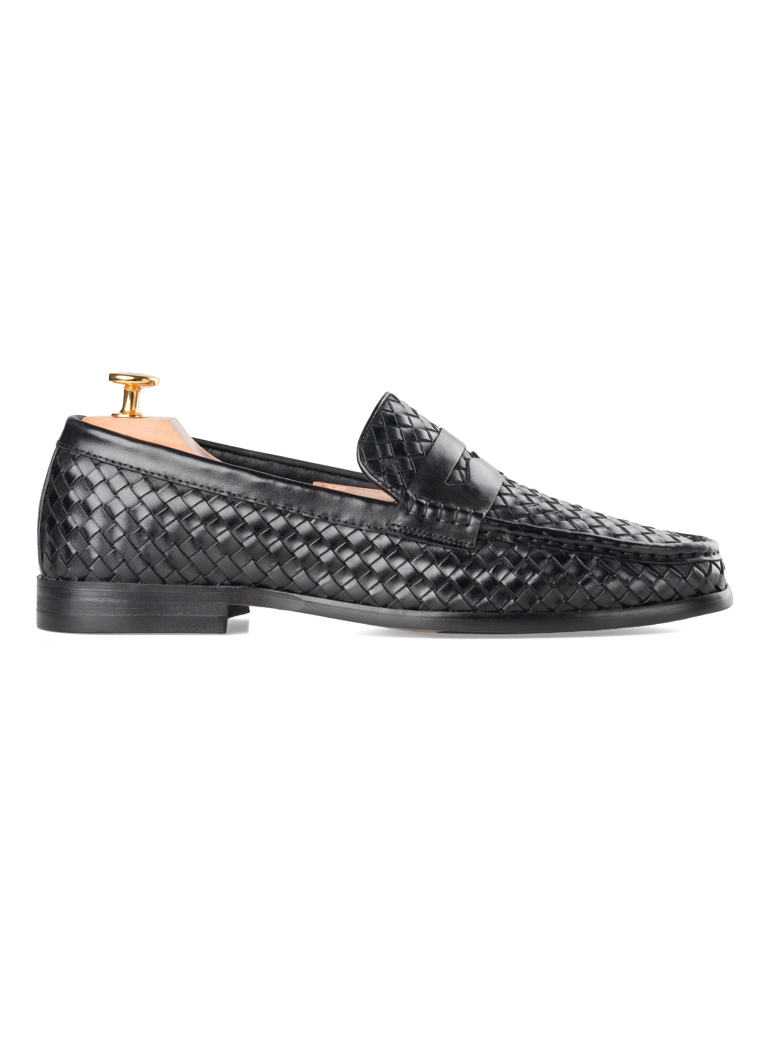 Marco Penny Loafer - Black Woven Leather