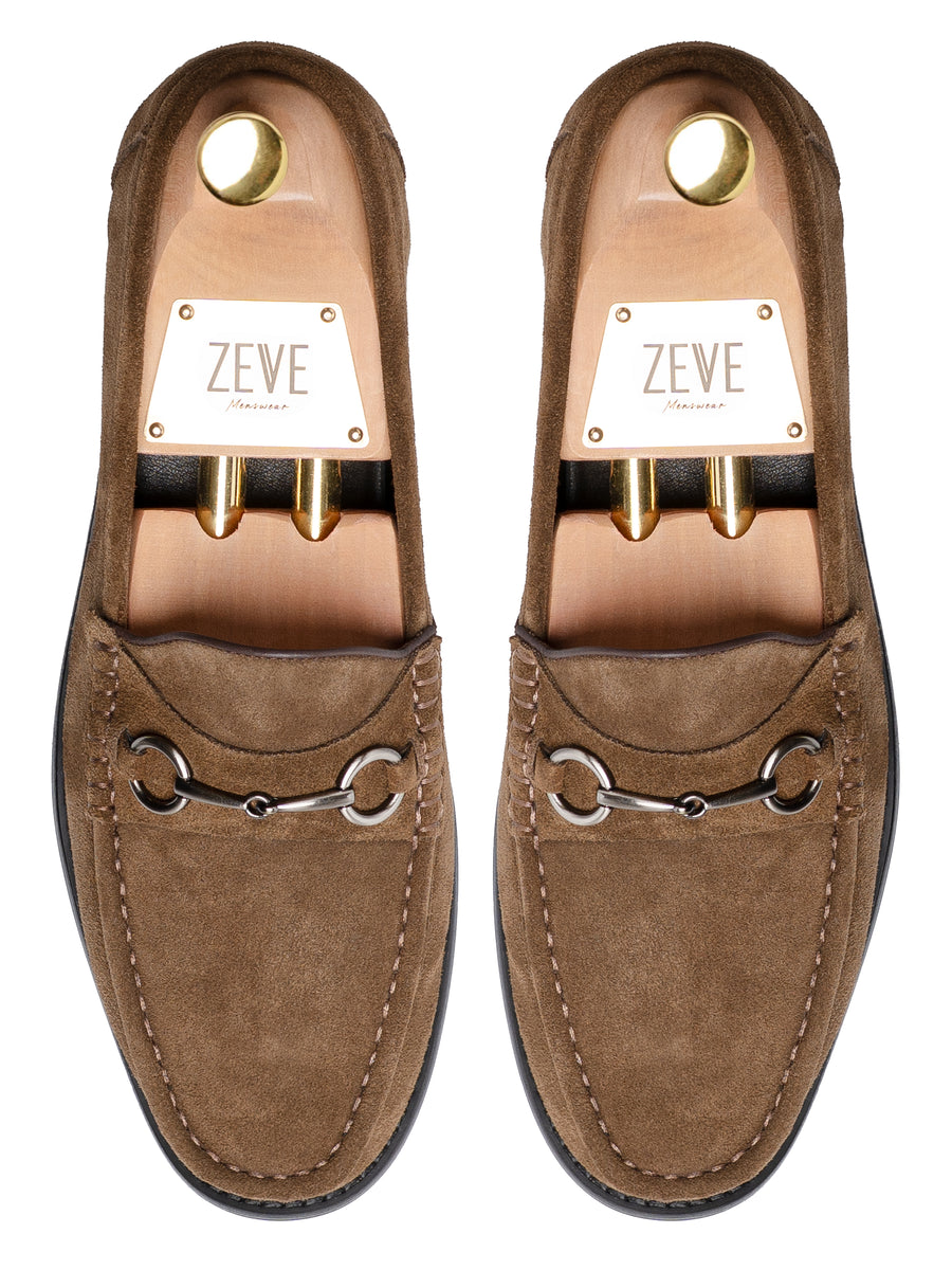 TopMarioHorsebitMoccasinLoaferKhakisSuedeLeatherSilverBuckle - Zeve