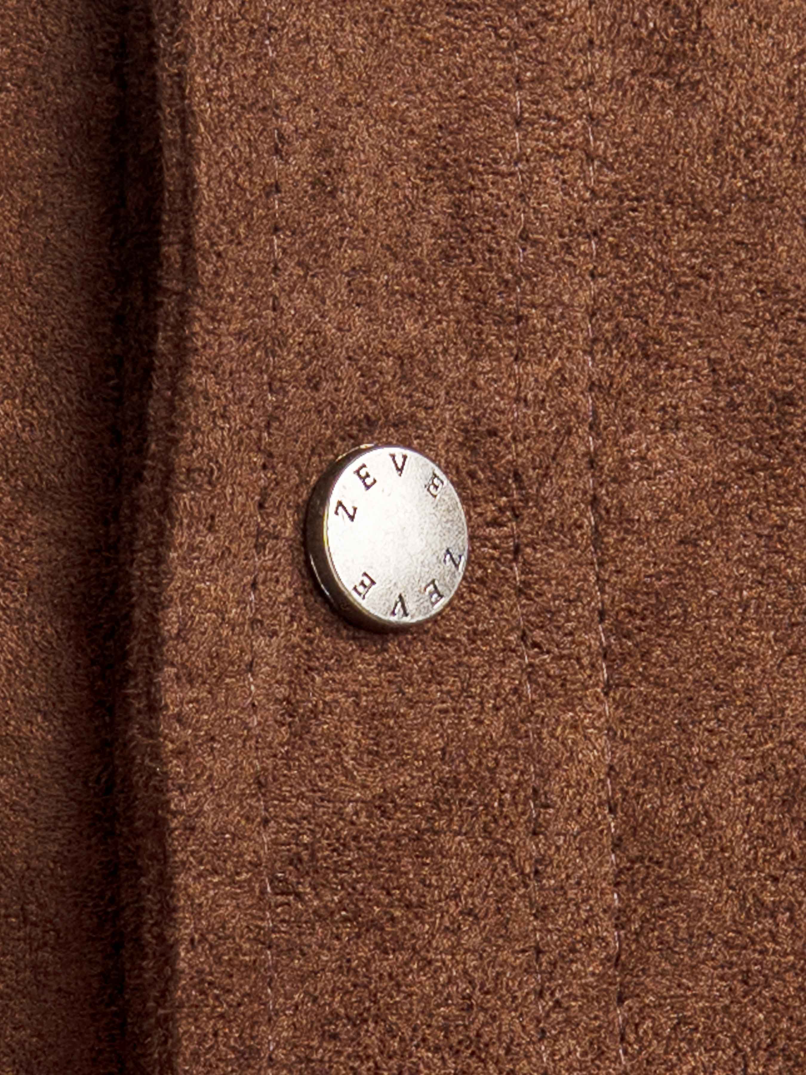 Brown men's coat with branded button detail, stylish formal outerwear