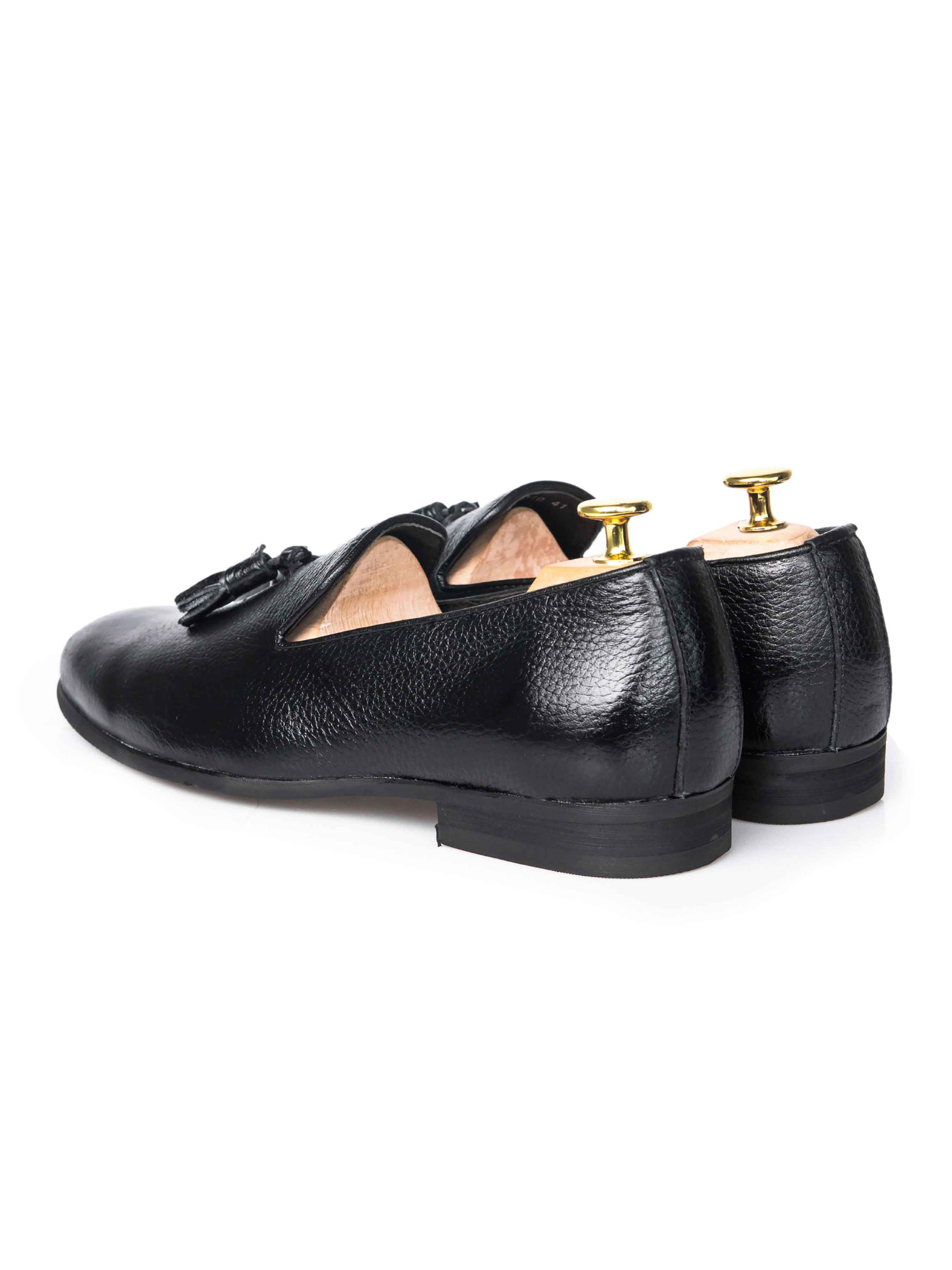 Loafer Slipper - Black Pebble Grain Leather