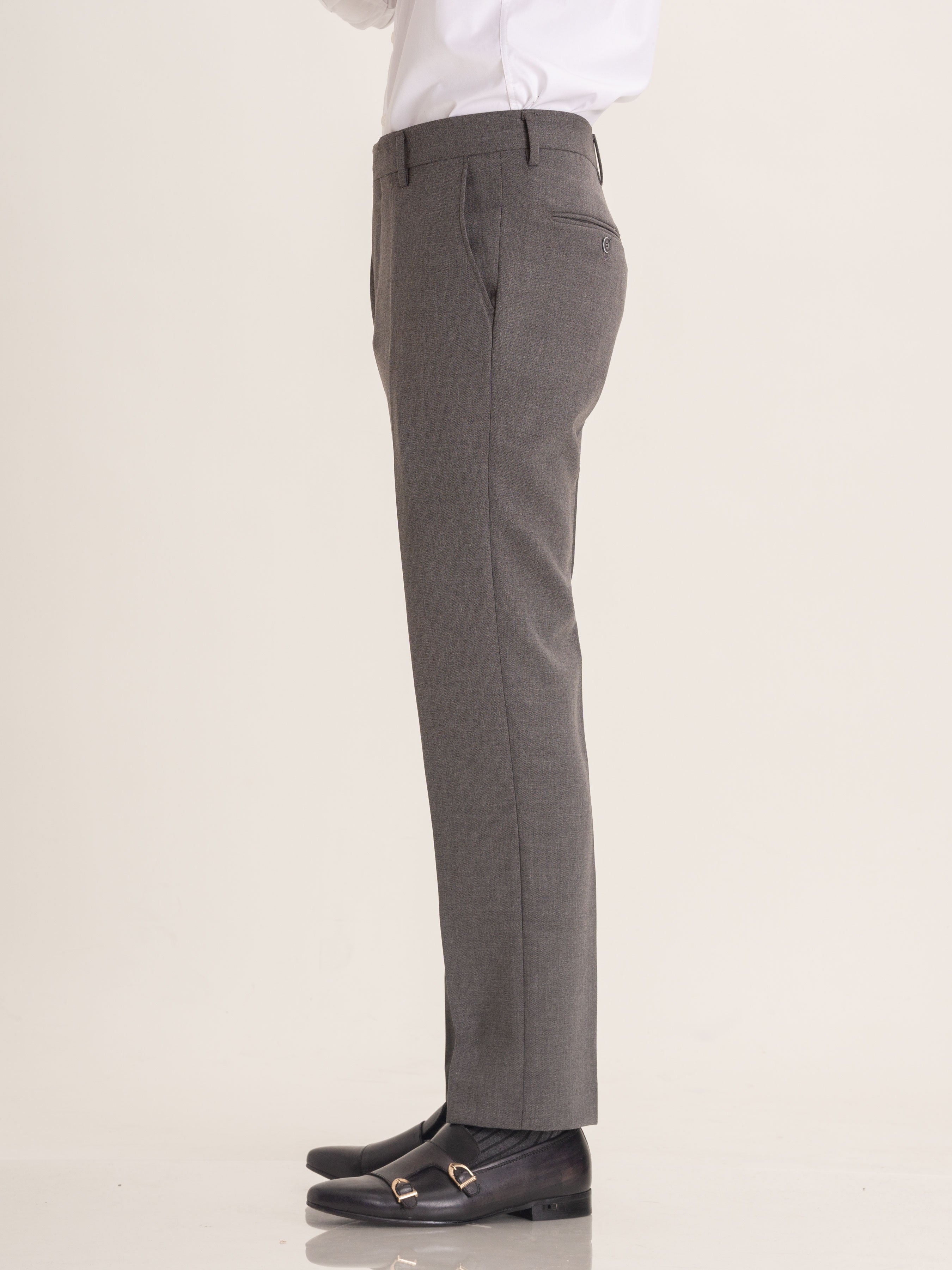 Trousers With Belt Loop - Grey Plain (Stretchable) - Zeve Shoes