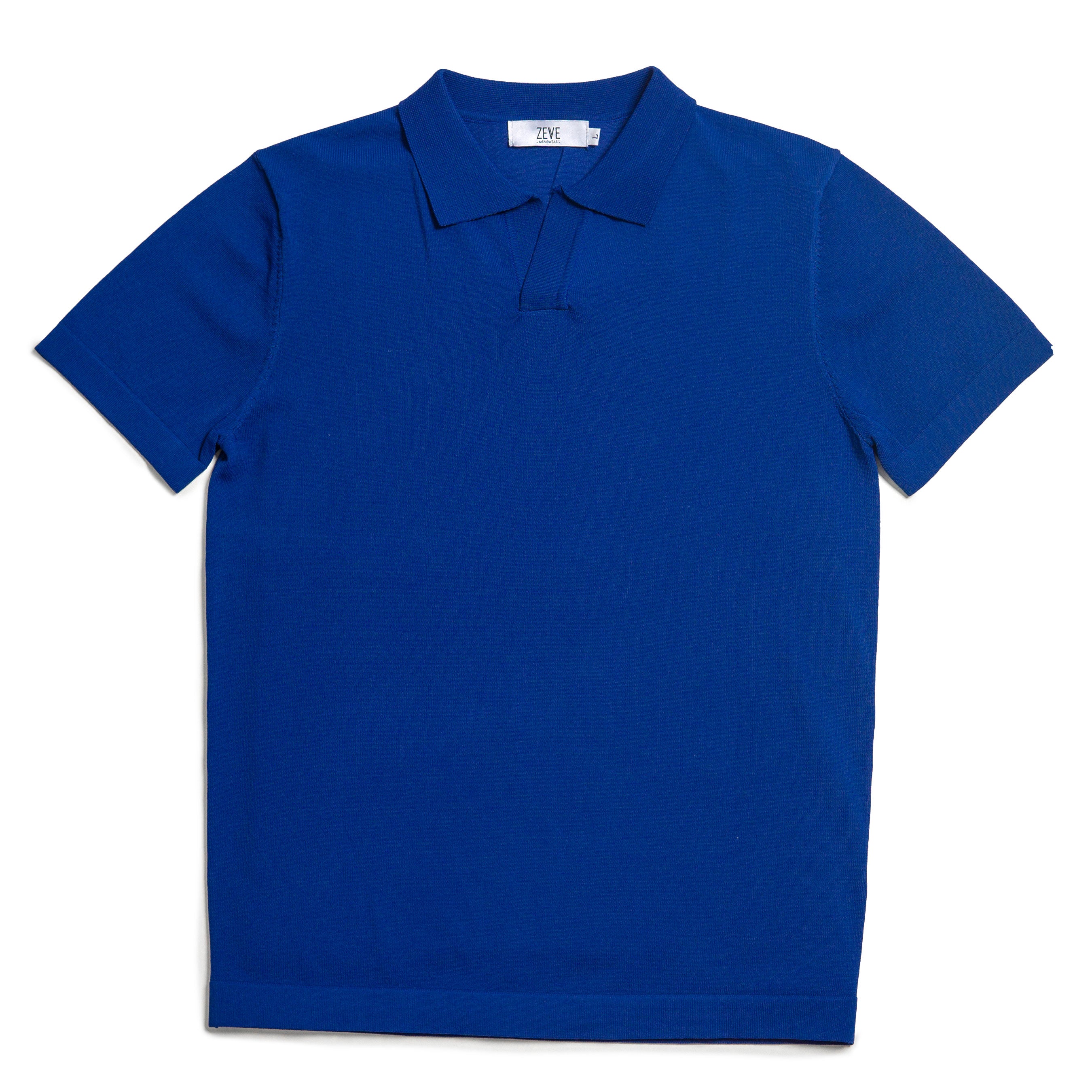 Knit Polo Tee - Royal Blue Open Collar - Zeve Shoes